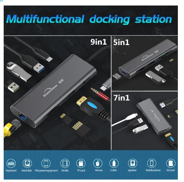 

7-in-1 USB C Hub 3.0 Multi USB Splitter Type CAdapter USB-C Hub HDMI Meerdere USB Port Expander voor MacBook pro PC Accessoires