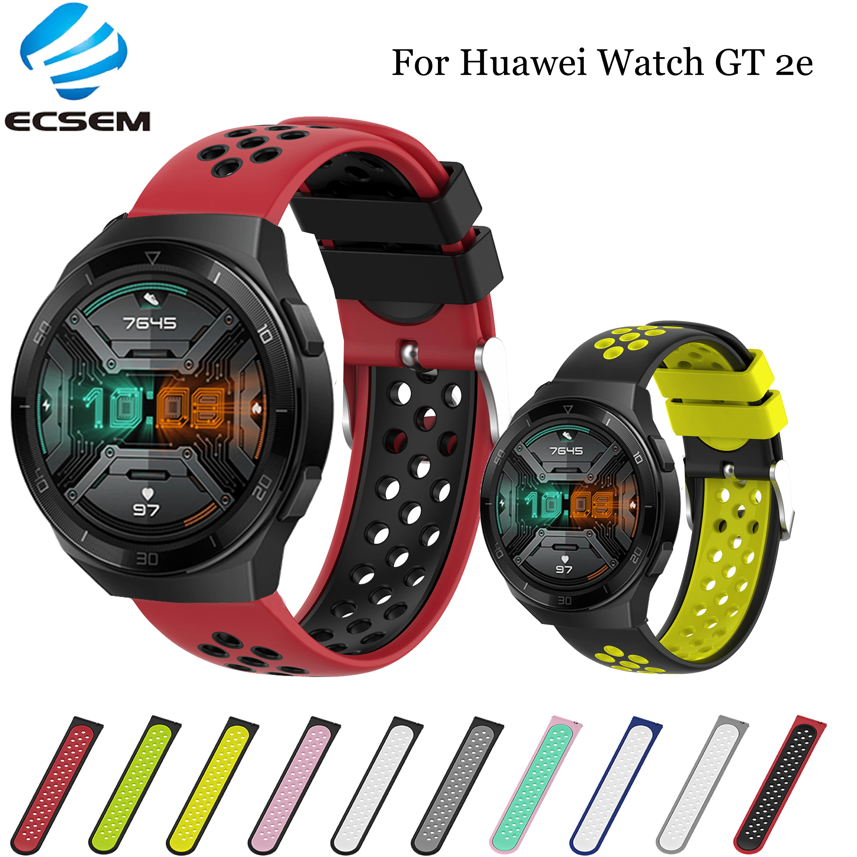 Ремешок для смарт часов Ecsem HUAWEI Watch GT 2e силиконовый ремешок с дышащим браслетом