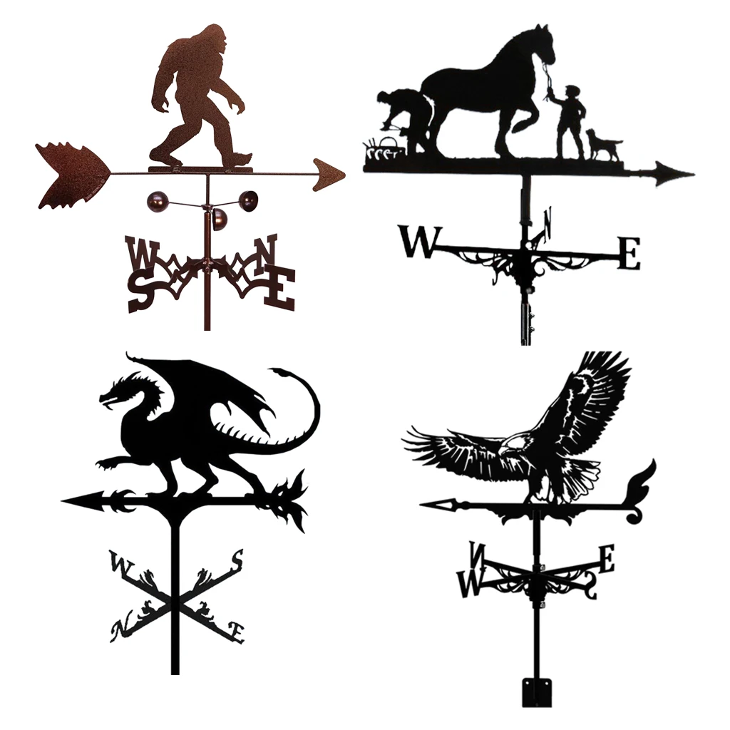 

Wind Vane Weather Vane Black Garden Mount Yard Stake, Stainless Steel Weather Vane Farm Durable Scene