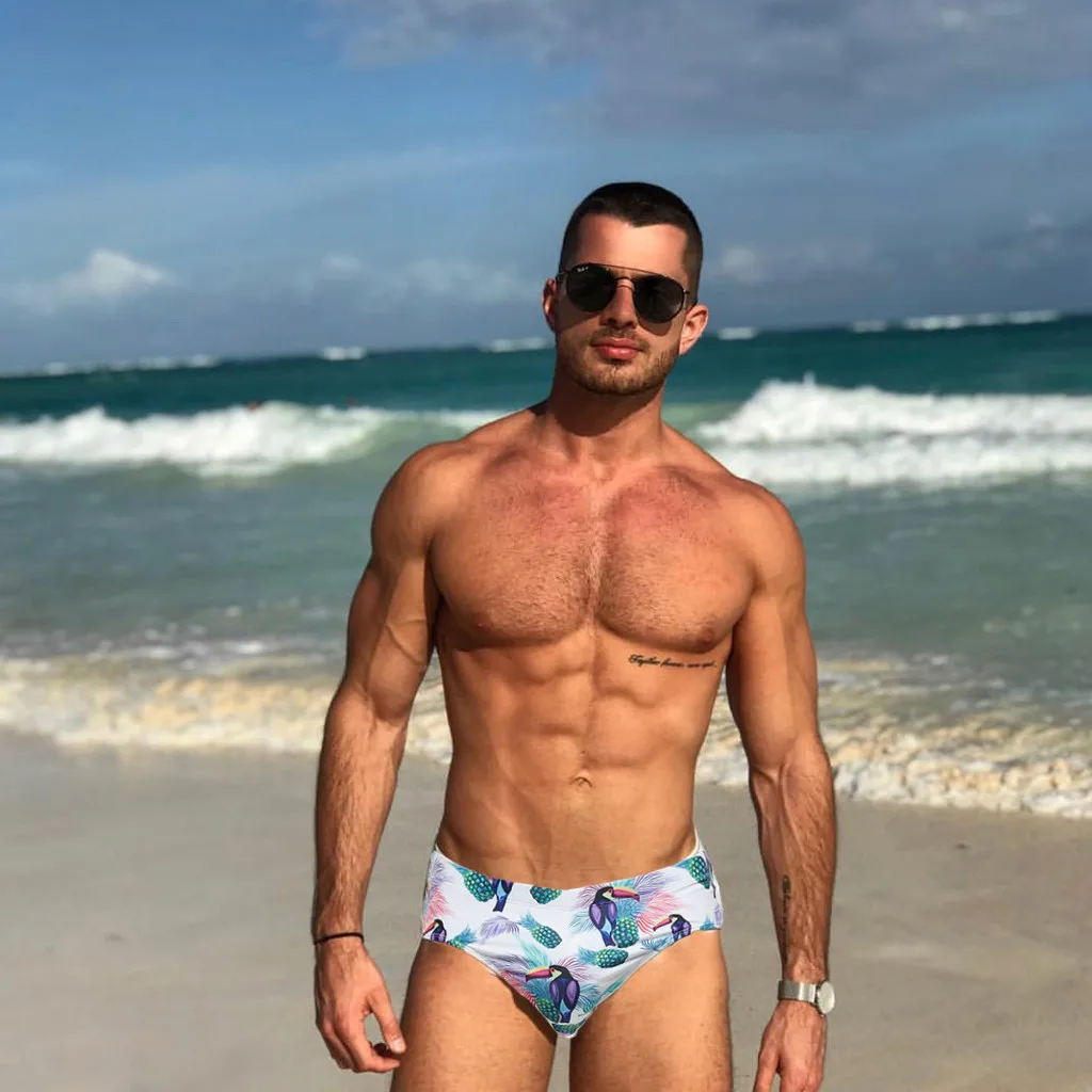 Модные мужские шорты одежда для купания Повседневная пляжная плавки с принтом