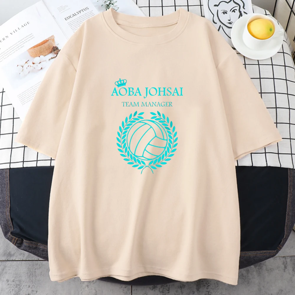 Футболка Haikyuu женская с волейбольным принтом свободная рубашка круглым вырезом в