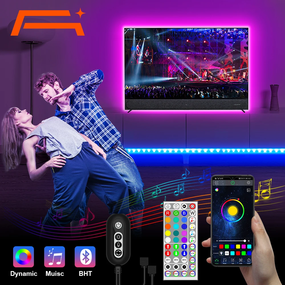 A + Bluetooth Светодиодные ленты светильник s синхронизация музыки 5050 Светодиодный RGB