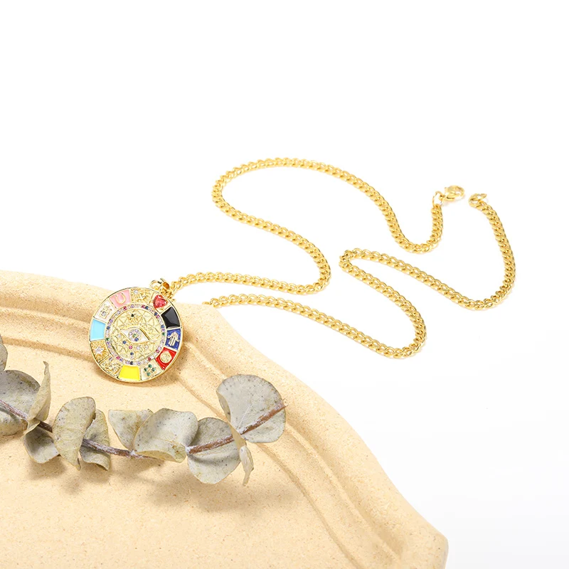 Ожерелье золотого цвета с эмалью и эффектом капель индейки | Украшения