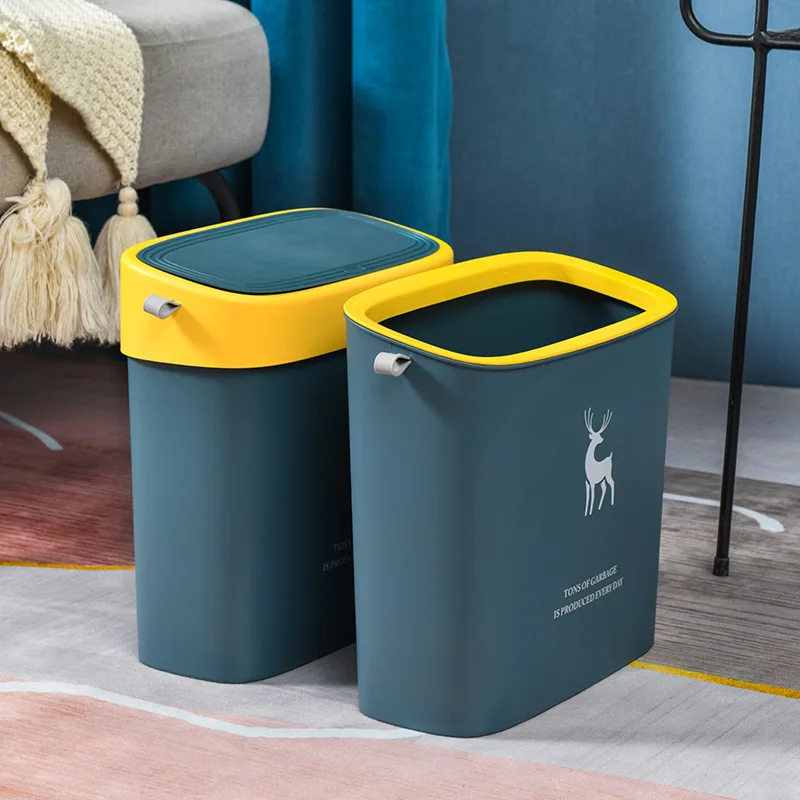 

Elk Creative Kitchen Trash Can Double-Layer Garbage Bathroom Storage with Lid Gland Kitchen Storage Waste Paper Basket