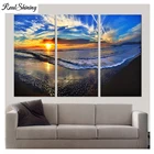 Алмазная живопись, 3 предмета, морской пейзаж, закат, Пляжный Пейзаж, алмазная вышивка 5D, мозаика сделай сам, полноразмерная, квадратная, круглая, украшение, F51