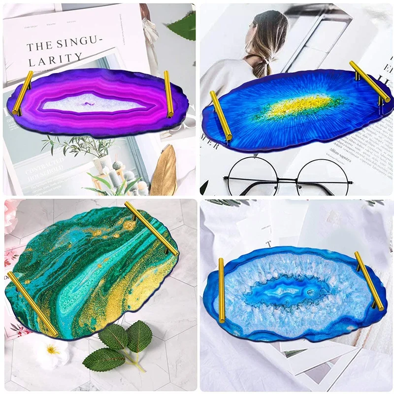 

Silicone Resin Tray Molds Oval Platter Molds with 2 Pair Handles, Epoxy Resin Casting Molds for Making Tray