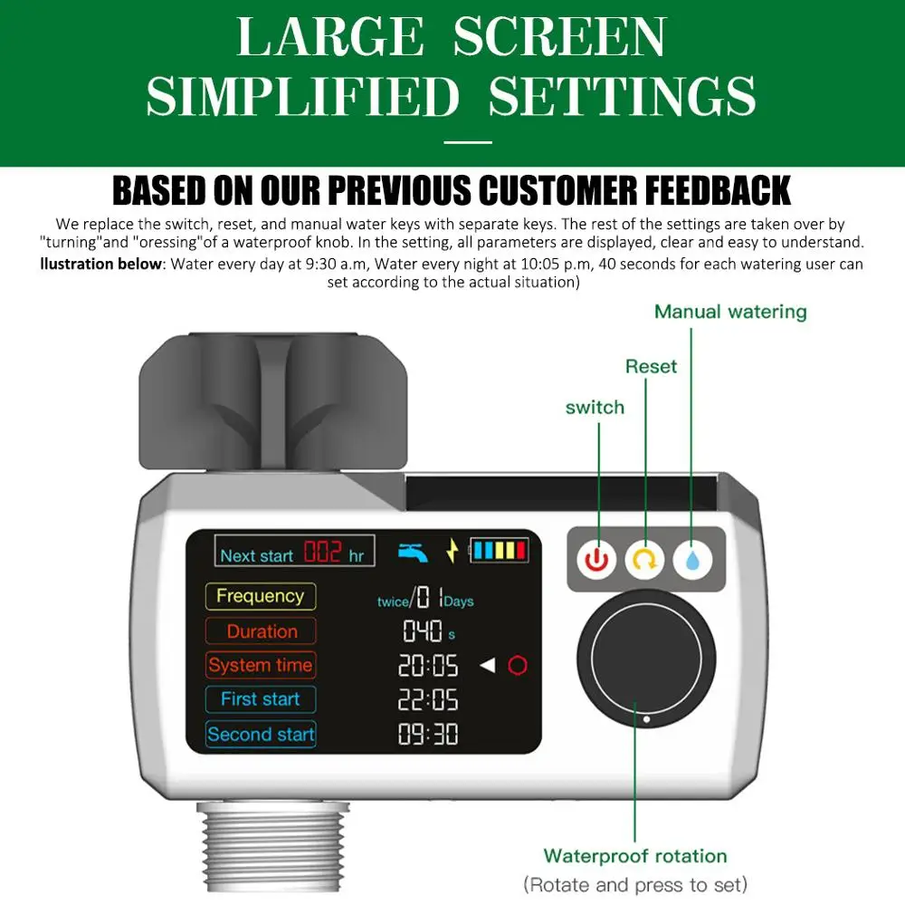 

Automatic Electronic Irrigation Controller Solar Power Water Timer LCD Garden Watering Home Digital Intelligence Watering System