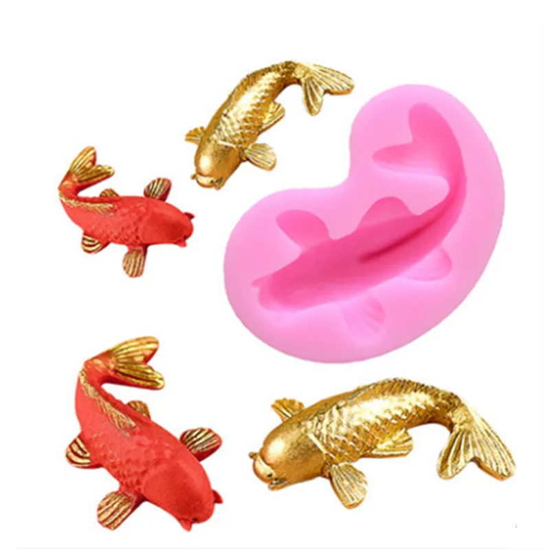 

Silicone cake koi goldfish shape, cake decoration mold, chocolate, chewing gum, fondant tools, soap mold