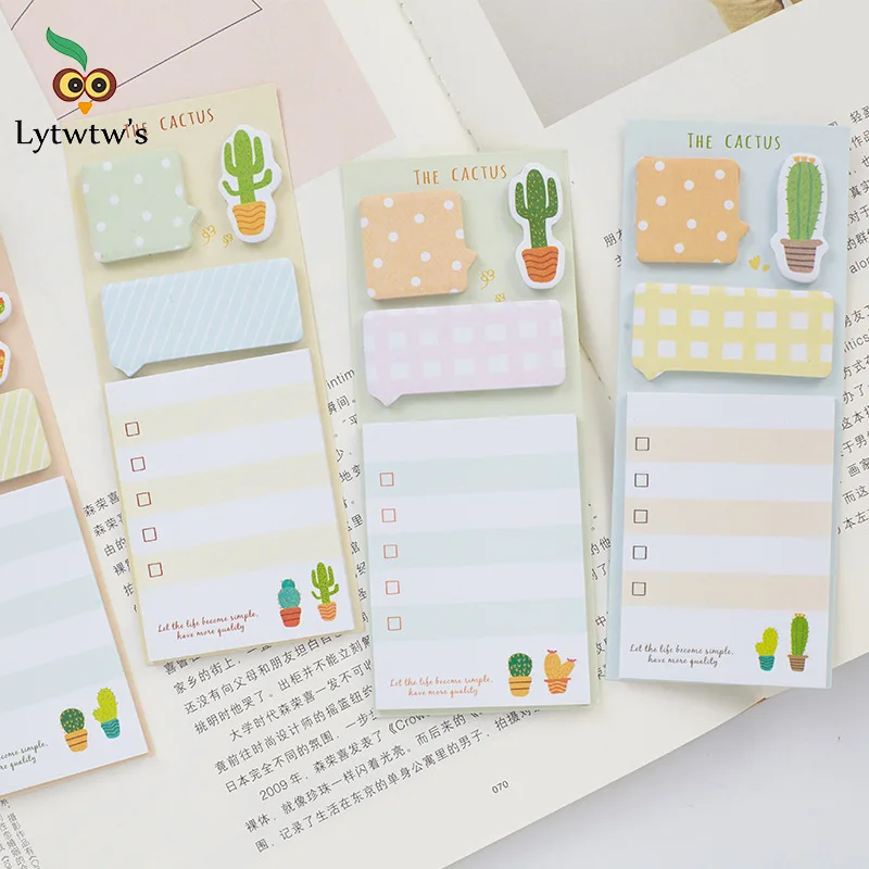 

Cactus Cute Planner Sticky Notes Stationery Sticker Scrapbook Memo Pads Planner Office School Supply Notepad Decoration Adhesive