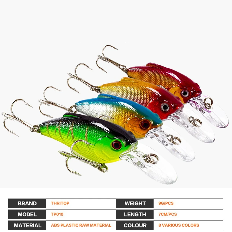Thritop жесткая наживка для соленой воды 3D глаза острый крючок 7 см 9 г 8 различных