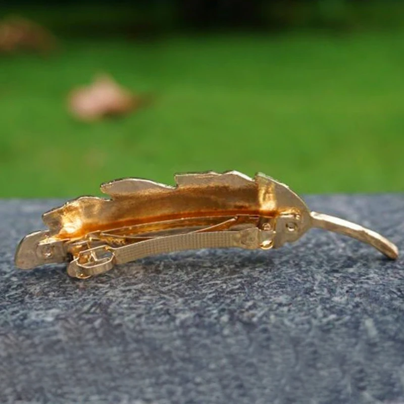 Модная металлическая заколка для волос в форме листьев и перьев головной убор