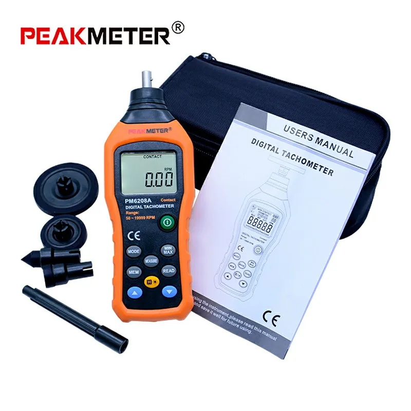 PEAKMETER PM6208A цифровой тахометр ручной Связаться двигателя Цифровой широкий