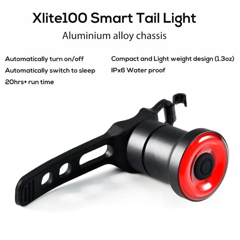 With Seatpost Holder XLITE100 велосипедный светильник для велосипеда, автоматический запуск/остановка тормоза, зондирование IPx6, водонепроницаемый светодиодный светильник для зарядки, светильник-вспышка, задний светильник - Цвет: With Seatpost Holder