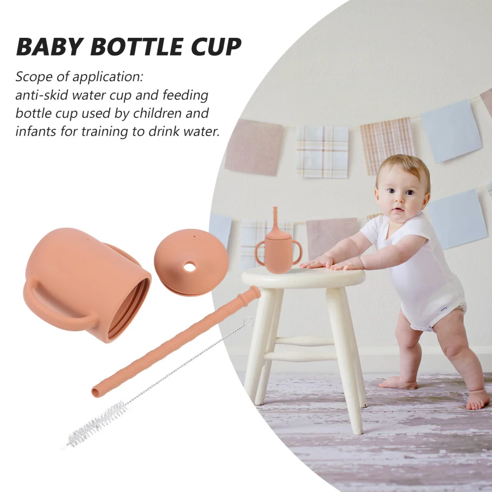 

Baby Training Drinking Cup Silicone Infant Straw Water Cup with Handles