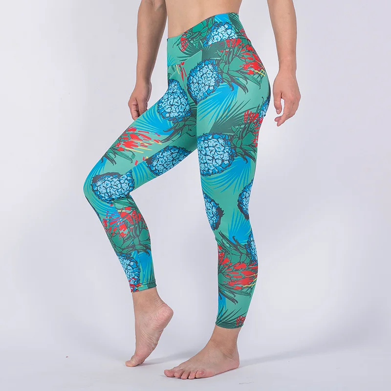 2019 Высокая талия с геометрическим принтом ананас цифровая печать леггинсы для