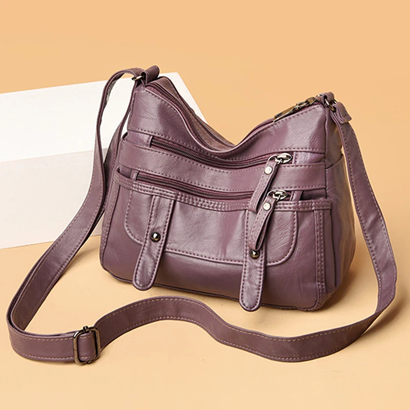 

Сумка кросс-боди Женская многослойная, роскошный саквояж на молнии, мягкая кожаная сумочка на плечо