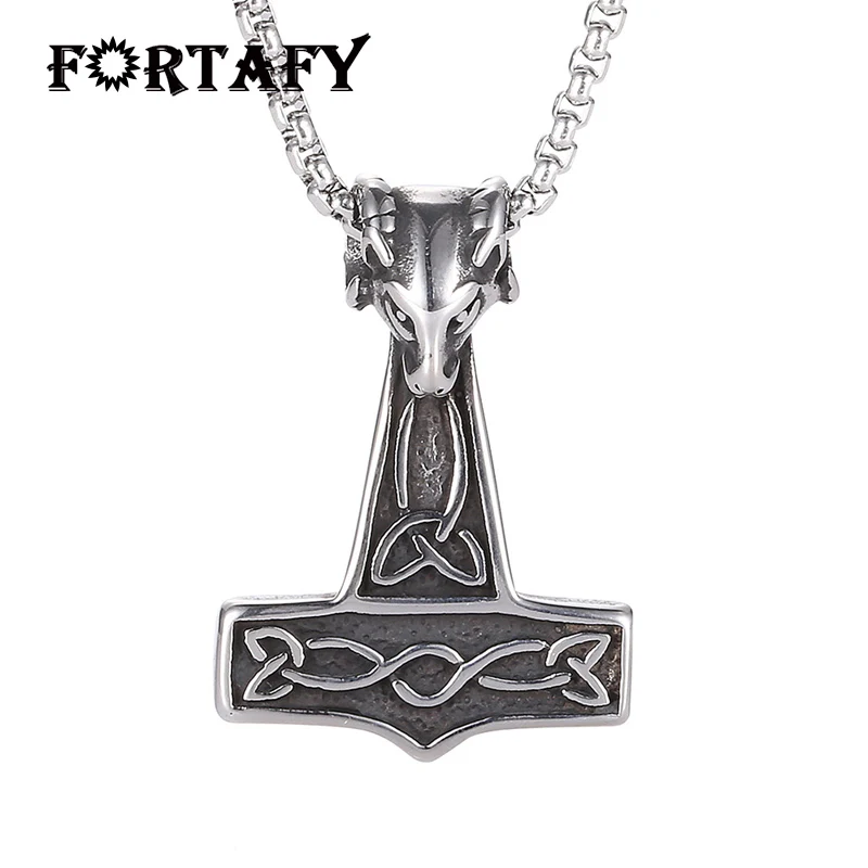Панк норсе ювелирные изделия в стиле викингов Mjolnir Thor's Hammer овечья голова кулон