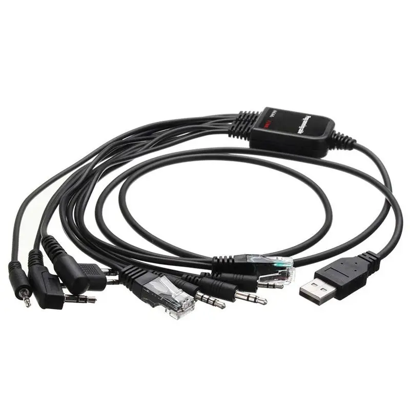 Кабель USB программирования 8 в 1 совместимый с радиостанциями Walkie Talkie Motorola Kenwood ICOM BAOFENG TYT QYT.