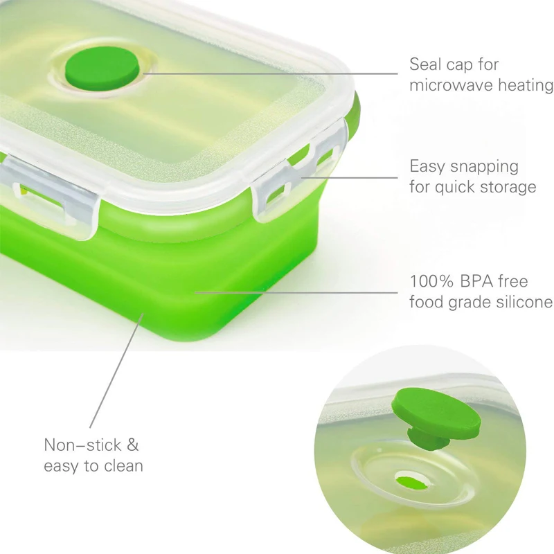 Складная Силиконовая Коробки для обедов Еда контейнер хранения фруктовый салат
