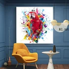 Плакаты и принты на стене, холст, живопись с животными, Современное граффити, Красивая красочная картина с попугаями для гостиной