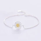 Корейский свежий простой цветок, дикая Хризантема, серебряный цвет, темпераментный женский браслет Модный изменяемый Размер SBR024