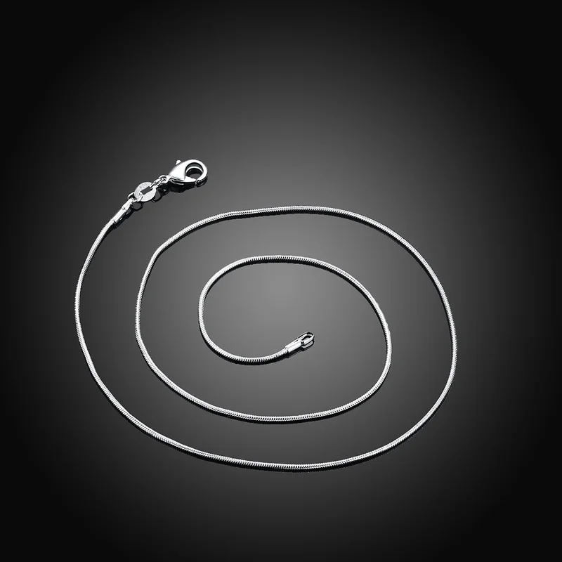 

Wholesale classic 16 -30 inch beautiful and fashionable 925 silver 1MM fine snake chain necklace for women and men's jewelry