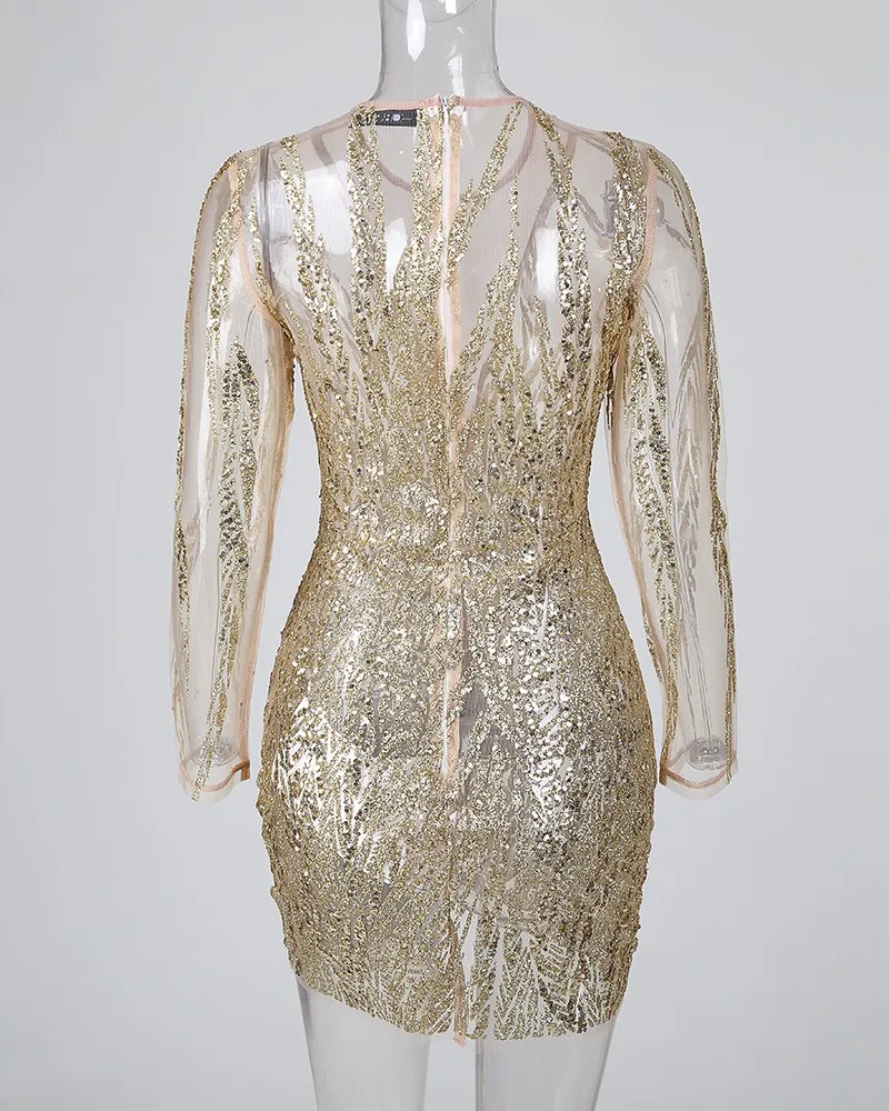 Женское облегающее платье с блестками v-образным вырезом и рюшами элегантные