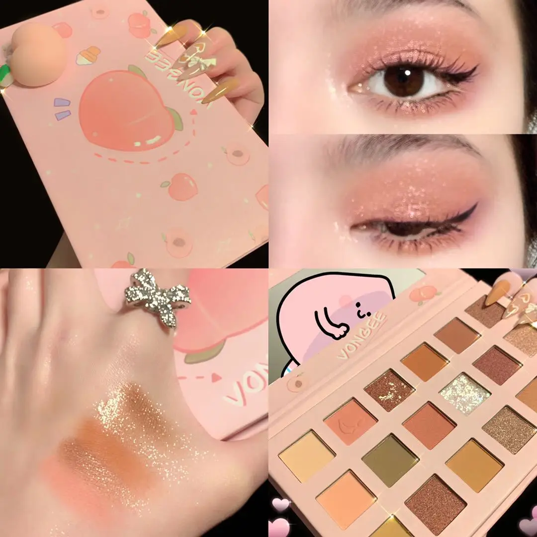 

2022New Cute Peach 18 Color Eyeshadow Palette Eye Makeup Palette Makeup Eyeshadow Kit Beauty Eye Makeup Long Lasting Waterproof