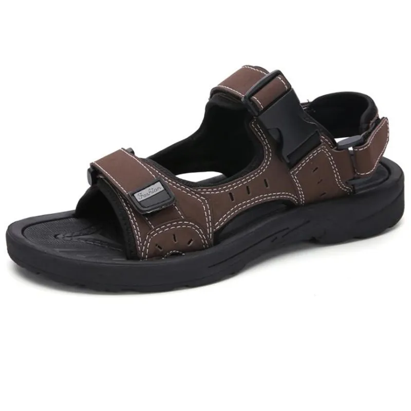 Мужская обувь для отдыха пляжные сандалии серого и черного цвета на плоской