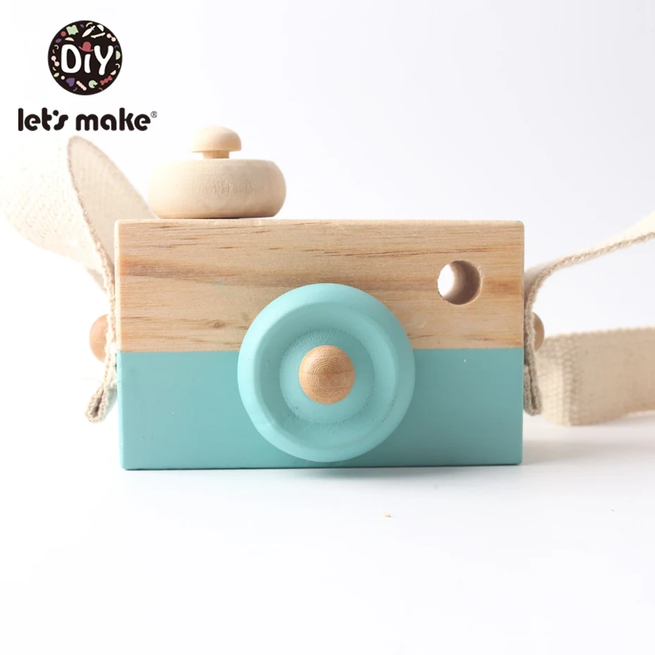 Let'S Make 1Pc Wooden Baby Toys Fashion Camera Wood Pendants Montessori Toys For Kids Wooden Diy Present Nursing Gift Baby Block - Цвет: 2