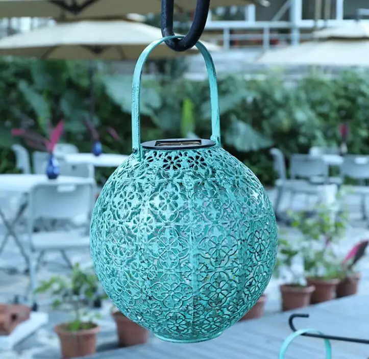 

9" Waterproof LED Lantern Outdoor Solar Street Garden Lamp iron Hanging Warm Light For Courtyard Party Walkway Garden Lawn Decor