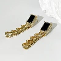 origin summer luxury geometric black square dangle earring for women gold rhinestone chunky chain earring jewelry pendientes