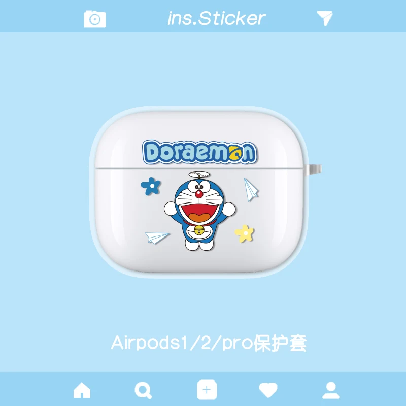 

Doraemon cartoon cute earphone protective shell for iPhone airpods1/2pro3 wireless bluetooth transparent silicone earphone cover