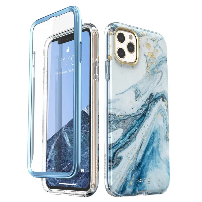 Blue I-Blason для iPhone 11 Pro Max чехол 6,5 Дюймов() Cosmo полный корпус блестящий Мраморный бампер чехол со встроенной защитной пленкой - Цвет: Blue