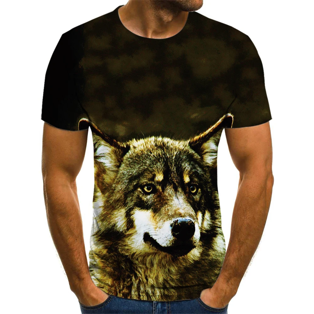Новая универсальная мужская футболка с принтом животного модный топ коротким