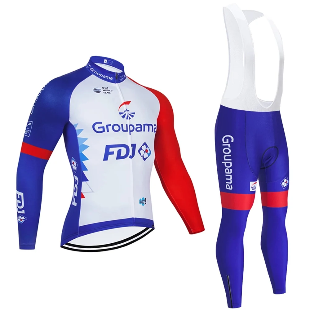 

Весна 2022 FDJ Велоспорт Джерси велосипед с длинным рукавом нагрудники брюки костюм одежда Ropa Ciclismo мужская езда на велосипеде Майо Спортивная ...