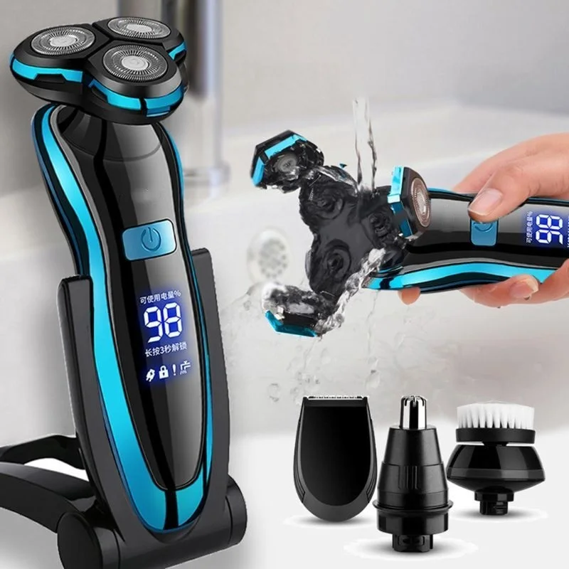 

Бритва Электрическая аккумуляторная для мужчин, устройство для сухого и влажного бритья бороды, водонепроницаемая, быстрая зарядка