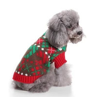 pet sweater autumn and winter warm christmas style teddy high neck hollow knitted sweater small dog autumn and winter clothes