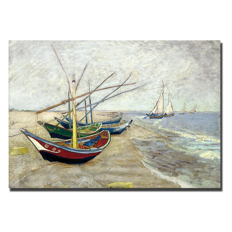 Картина маслом картина Винсента Ван Гога на холсте с парусником известный постер