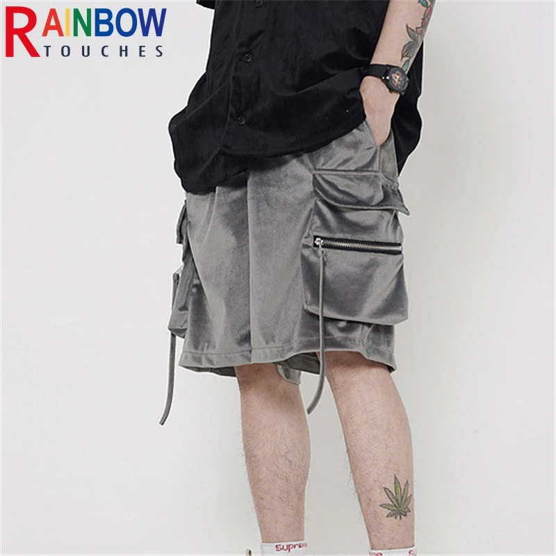 

Rainbow Touches Men Shorts Summer Zippered Pocket Design Shorts Hip-Hop INS Street Wear Casual Male Sportswear Shorts