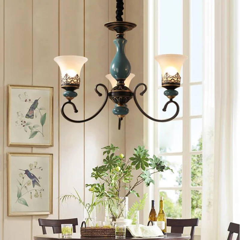 Антикварная светодиодсветодиодный Керамическая люстра во французском стиле