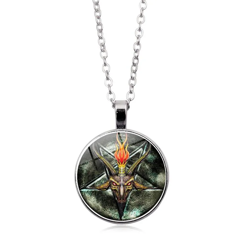

Fashion Chain Women Glass Necklaces Alloy Satanism Pendant Devil Goat Men's Natural Force Jewelry Accessories Wholesale