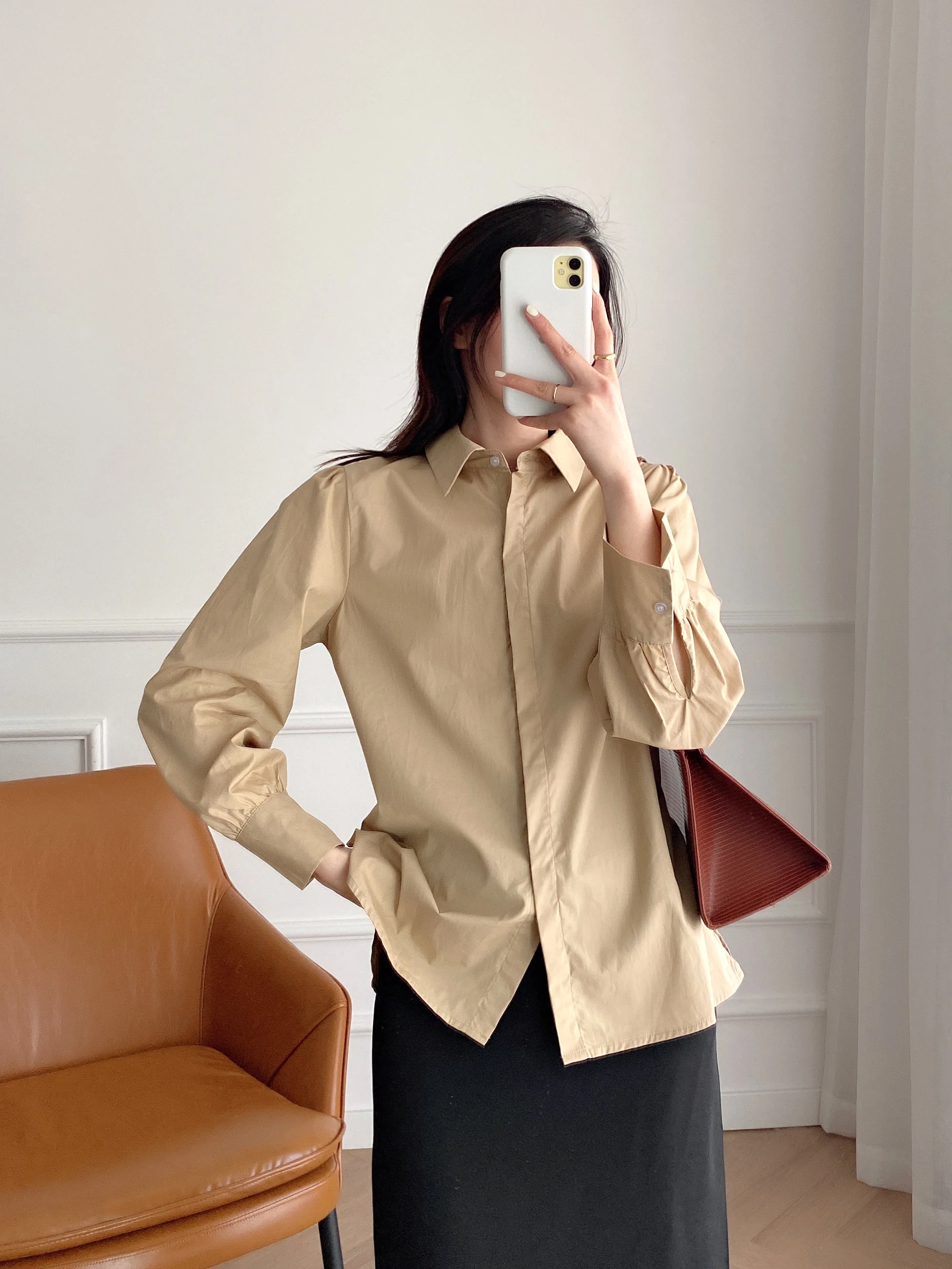 

JCKILIG 2021 Vertical Cchiffon sSun Protection Thin Shirt Long Sleeves Beige White Top Summer Thin Lazy Wind XL6236