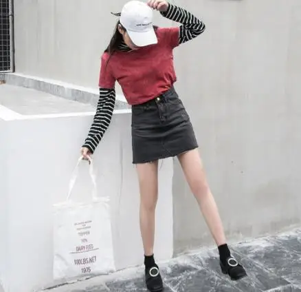 Летние сексуальные юбки с высокой талией женские джинсовые карманами и