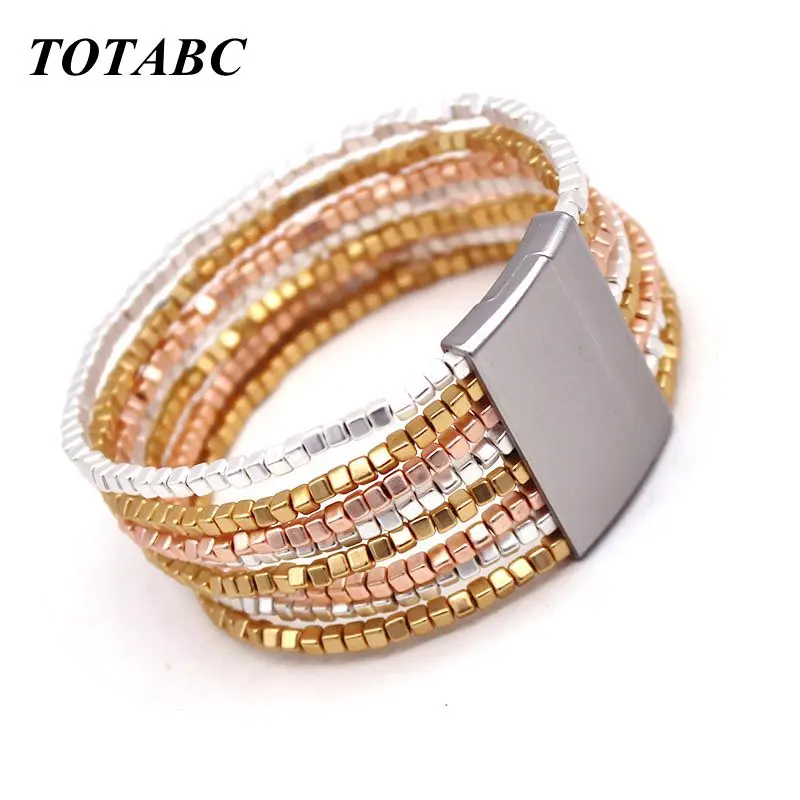 

New Fashion Multilayer Charm Bracelet Women Femme Cool Clasp Wristband Wrap Bracelets Metal Pulseira Jewelry Dropship