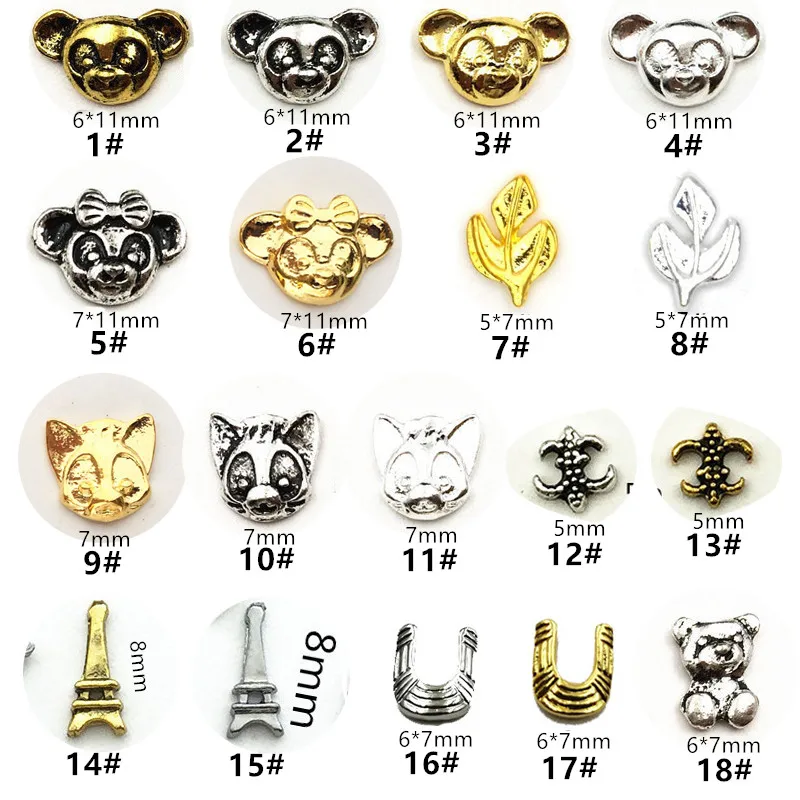 100 шт./упак. Japan 3D украшения для ногтей из сплава металлический аксессуар Kawaii Bear Tower