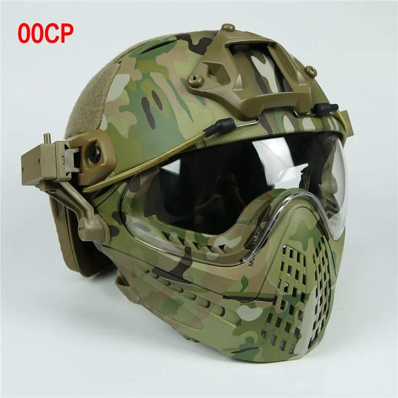 New Military Tactical Protective Helmet Airsoft Full Face Protection with Goggle Len Full Face Motorcycle Helmet