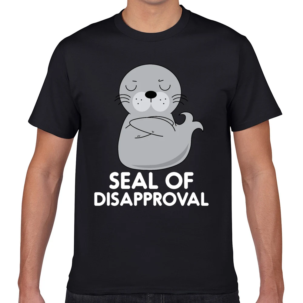 

Tops T Shirt Men seal of disapproval Kawaii Inscriptions Geek Short Male Tshirt fa002