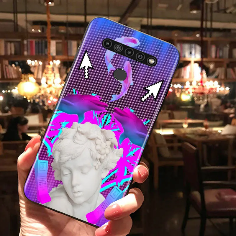 

Vaporwave Glitch Anime for LG G8 G8S G8X V30 V35 V40 V50 V60 ThinQ Q60 K40 K50 K30 K41 K51 K61 K71 K22 Black Phone Case