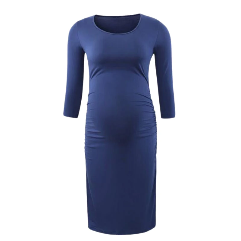

Maternity Dress Women Solid Color Long Dress Pregnant Casual Clothes Breastfeeding Skirt